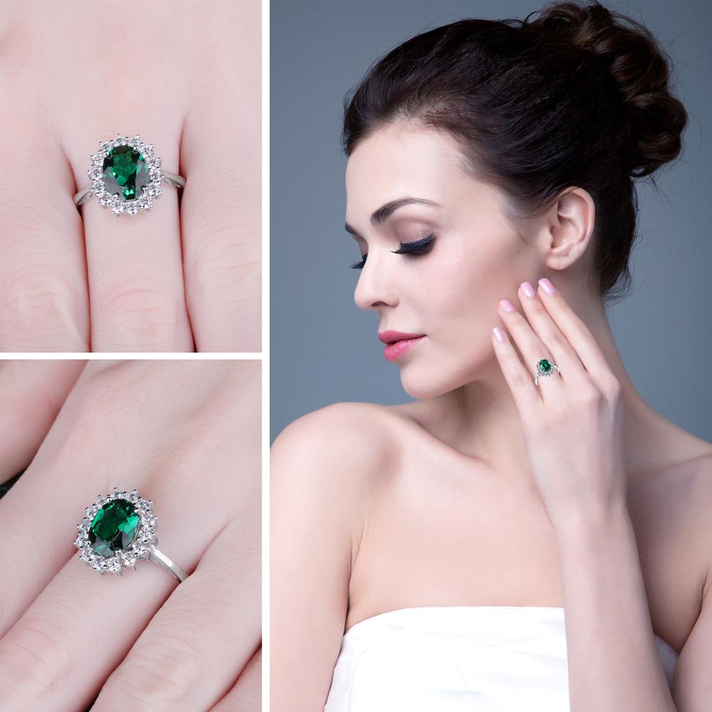 Jewpalace Prinses Diana Gesimuleerde Emerald Ring 925 Sterling Zilveren Ringen Voor Vrouwen Engagement Ring Zilver 925 Edelstenen Sieraden