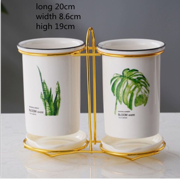 Kitchen Chopstick Basket Ceramic Chopstick Holder Drain Kitchen Household Knife and Fork Storage Box Bucket Flat Chopstick Cage: E-1SET