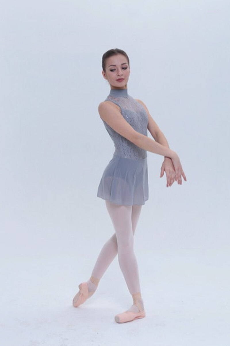 Sansha Ladies Ballet Dance Performance Costume Sleeveless High-neck Dance Leotard Women Shining Lace Training Dress 53BO1006P