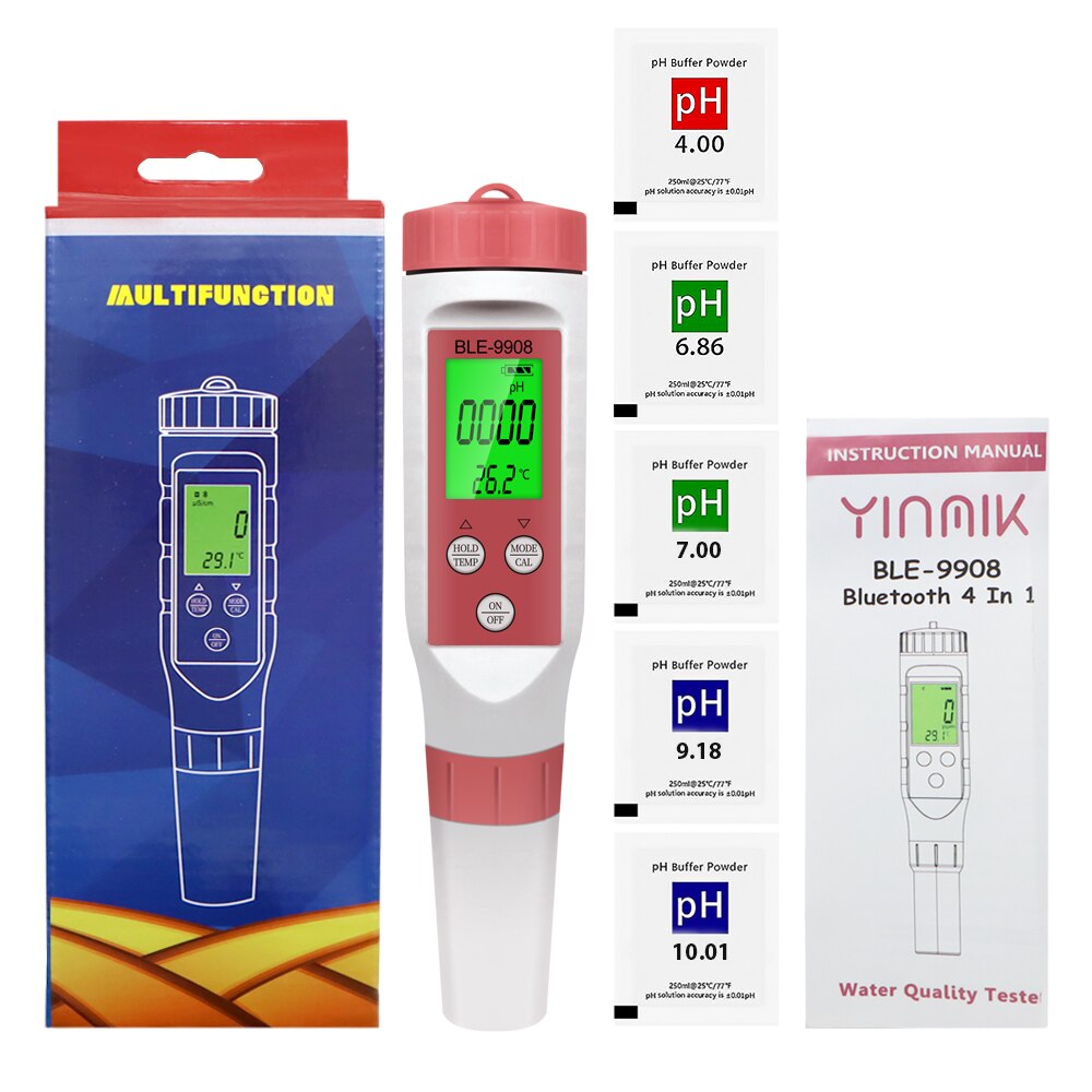 PH Analyzer/EC/TDS/TEMP Meter Ph Water Meter Blue Tooth APP Online ATC for Drinking Water Aquarium Lab Hydroponics Swimming pool