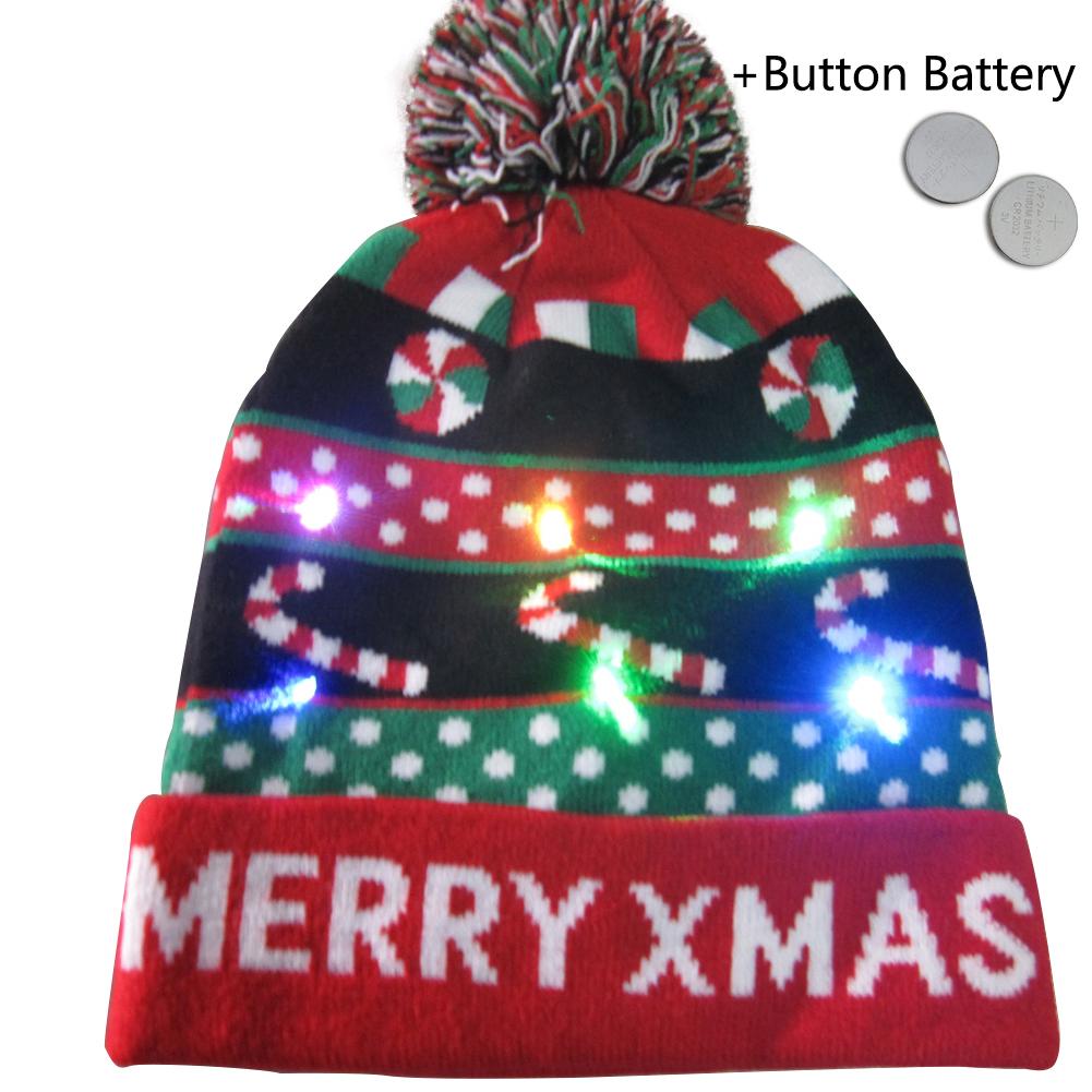 Europæisk og amerikansk juledag glødende hat førte farverige lysstrik uldhue jul hat: 03