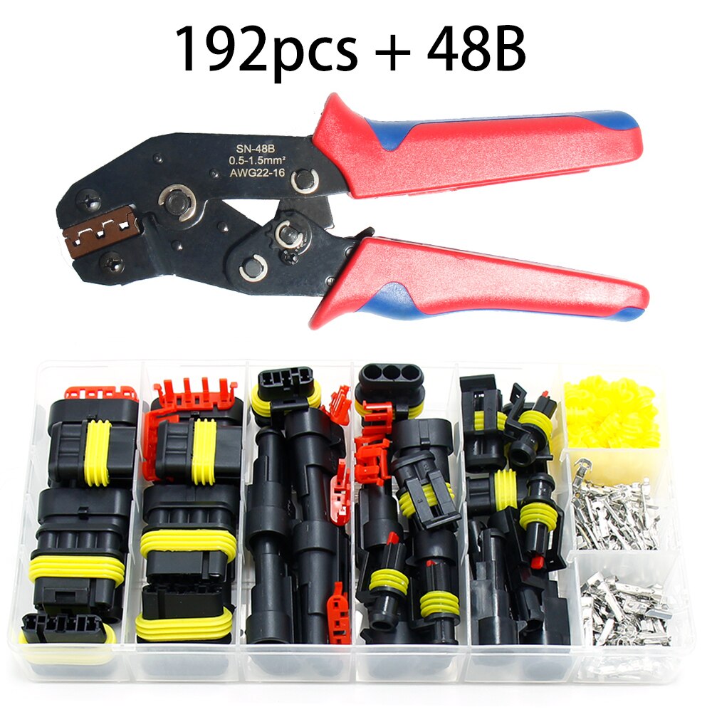 Vattentäta kopplingar kit bilkabel snabbkoppling elektrisk i bil kablar auto tätning uttag 1 2 3 4 5 6 stifts plug kit sätt: 192 st 48b