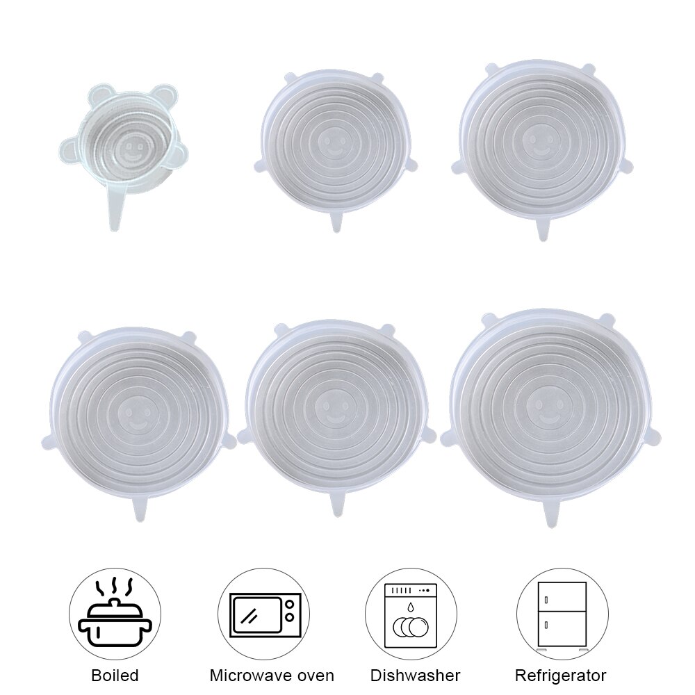 Tapas elásticas de silicona de grado alimenticio, cubiertas herméticas reutilizables para envolver alimentos, mantener el bol sellado fresco, cubierta elástica, utensilios de cocina