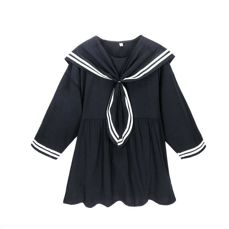 Falda de marinero de estilo universitario japonés, vestido de muñeca holgado de manga larga con cuello de marinero y solapa grande, uniforme escolar para mujer