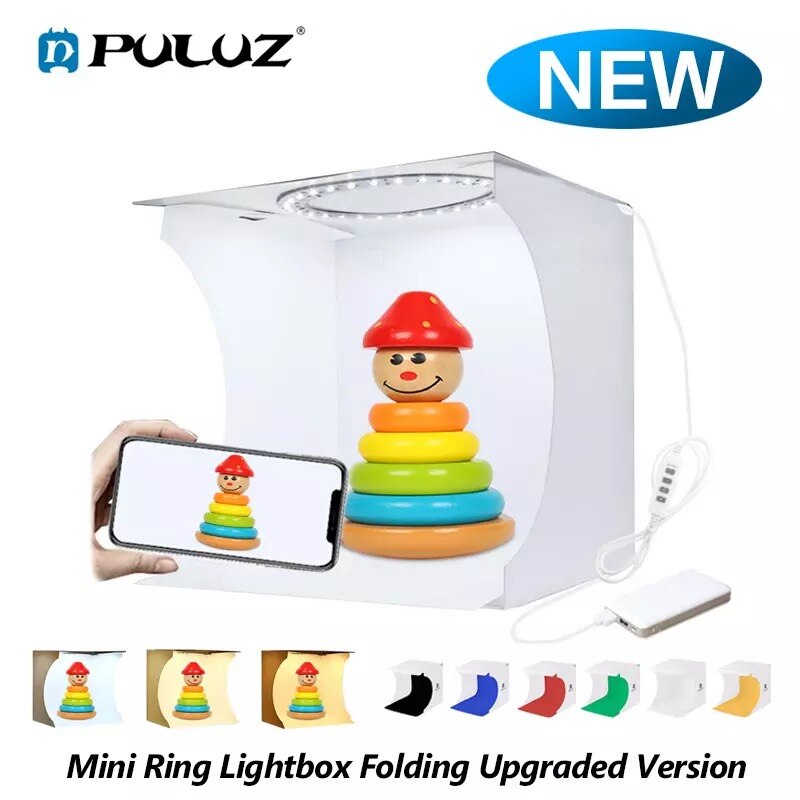 PULUZ LED Lightbox Portable Photography Light Box Ring Led Folding Lightbox Tent Box Kit Photo Studio Box Tabletop Shooting