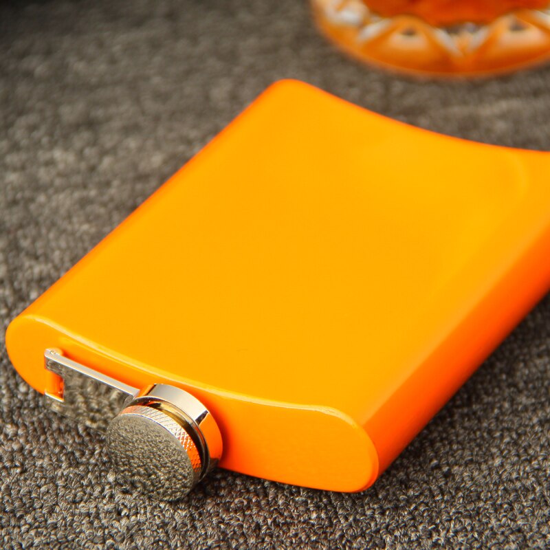 Led gratis, 7 oz rvs oranje geschilderd liquor heupfles, pocket heupfles