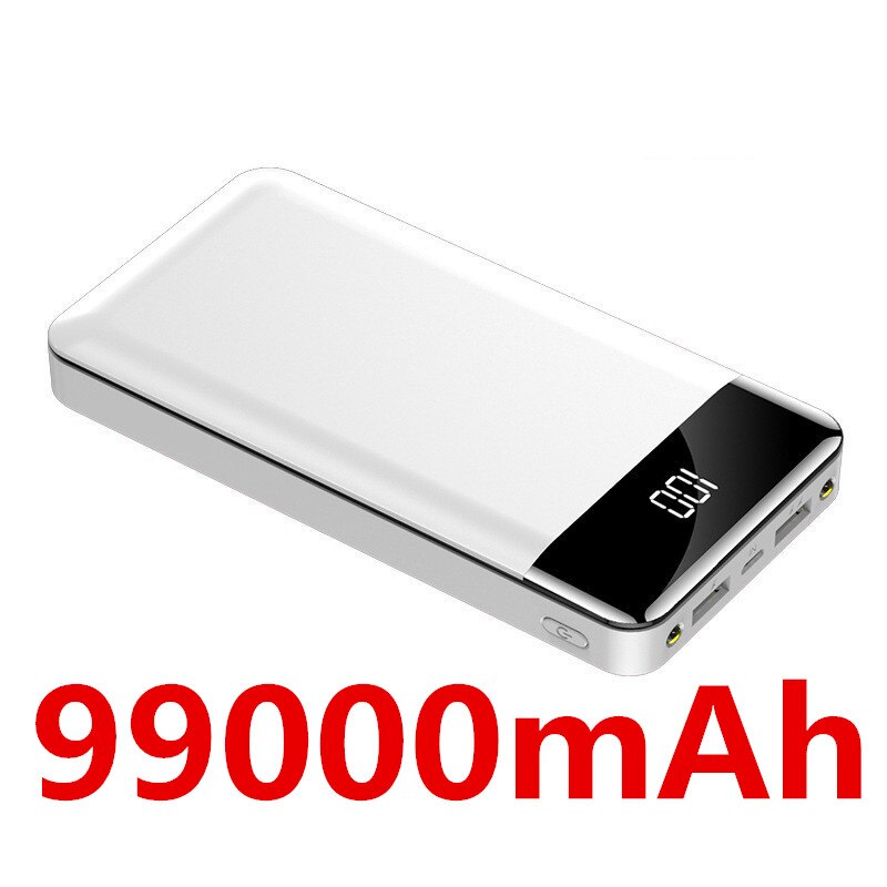 Power Bank 99000 MAh Fast Charging PD Power Bank For iPad Laptop External Battery For iPhone Samsung Xiaomi Phone: White-99000mAh