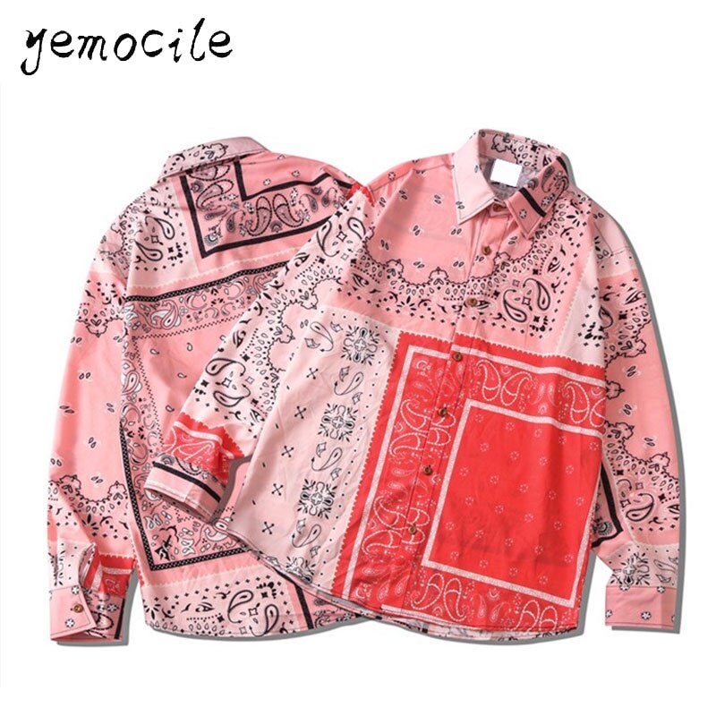 Flamme Gedruckt Hemd Paare Tragen Lässige Männer Frauen Hemden Harajuku Hüfte hüpfen Streetwear verlieren Langarm Blusen StreetWear: MCS15 / S