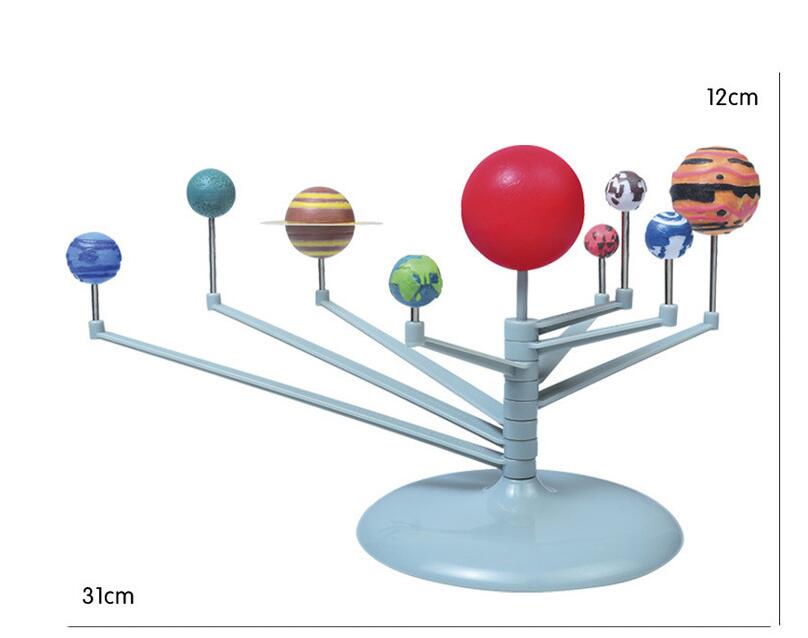 Børn sjove populære 3d plastikplaneter videnskab solsystem model samle legetøj uddannelse