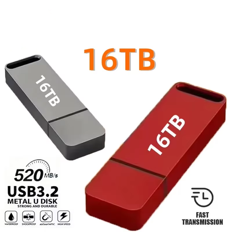16TB Flash Drive USB3.2 High Speed Transfer Type C U Metal Flash SSD Portable Mini Flash Drive Memory Waterproof U Drive