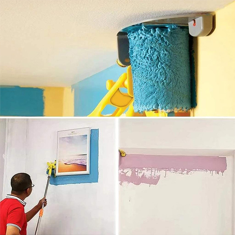 pincel de pintura pintura pared Bordeadora de pintura de corte limpio maquina para pintar paredescon 2 rodillos de repuesto Pincel de pintura de pared para techos de paredes de habitaciones de rodillo pintura herramientas de pintura