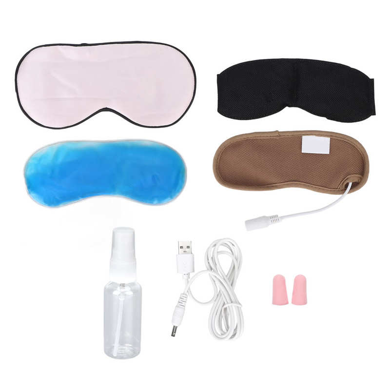 Heating Steam Eyeshade Sleeping Eye Mask Anti Dark Circle Eye Patch Eye Massager Fatigue Relief Sleep Travel Eye Shade Mask Set