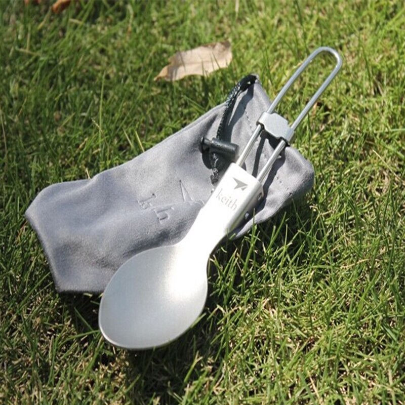 Keith tytanowa łyżka stołowa tytanowa zastawa stołowa przenośne składane sztućce naczynia kuchenne piknik tytanowa łyżka TI5305