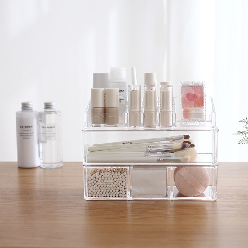 tiroir en acrylique Transparent, Portable, empilable, détachable, boîte de rangement cosmétique anti-poussière