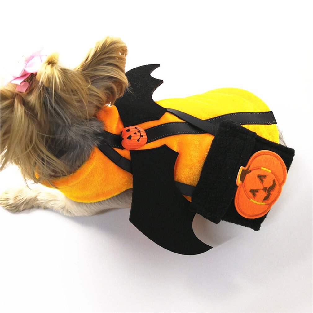 Halloween Pumpkin Demon Pet Clothes Dog Costume With Bag Pet Supplies Halloween Devil Clothes With Snack Backpack