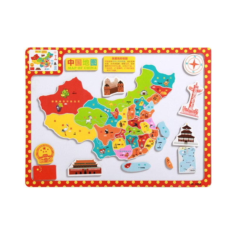 Wooden Magnetic World Map Puzzle Various Themes Early Childhood Education Educational Toys Magnetic Map Cognitive Learning Toys: Map of China