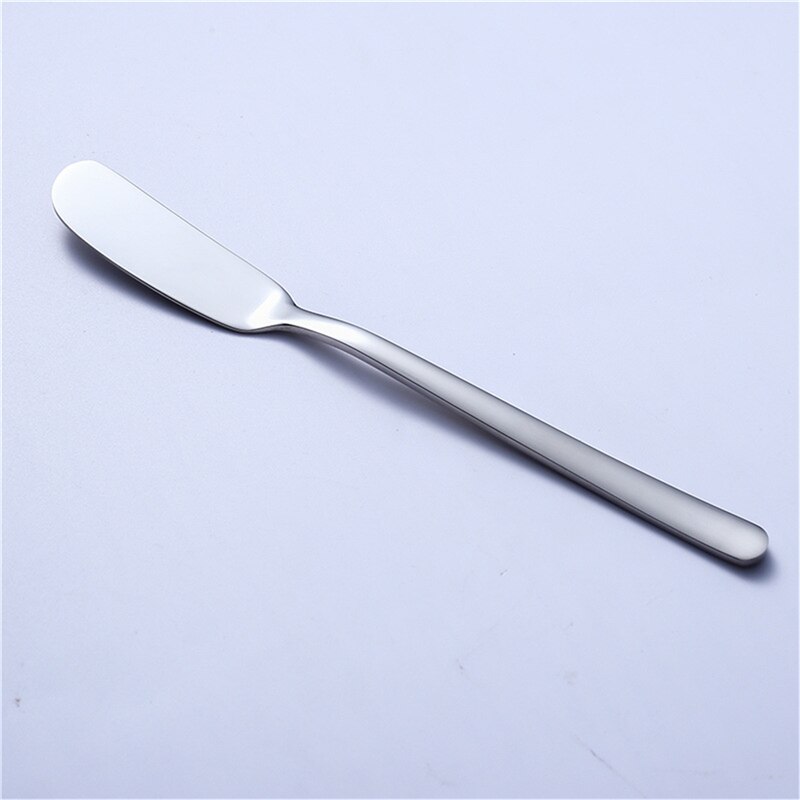 Cuchillo de acero inoxidable para mantequilla, utensilios plateados para Postres, esparcidor de mermelada, cubiertos de utensilio, herramientas de postre para tostar, 1 ud.: Default Title