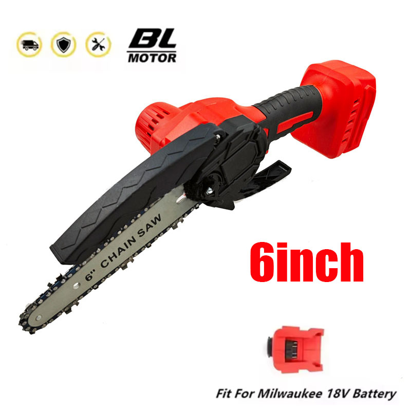 Motosierra eléctrica con batería de 18V para Milwaukee, motosierra inalámbrica de 6 pulgadas, poda, corte, herramientas eléctricas para carpintería y jardín