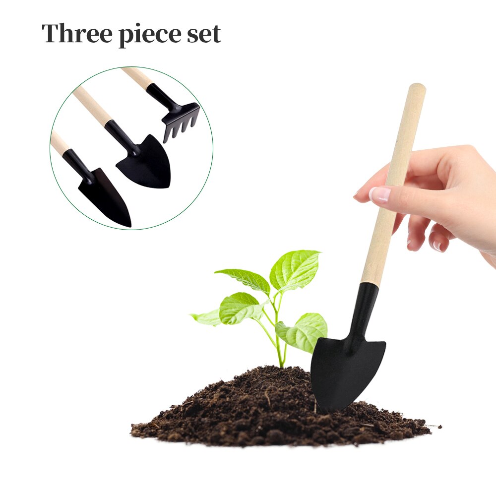 Mini outil de jardinage, pelle, herse, pot de fleurs, plantes en pot, pelles de sol en bois, outil de jardin, diffuseurs de graines