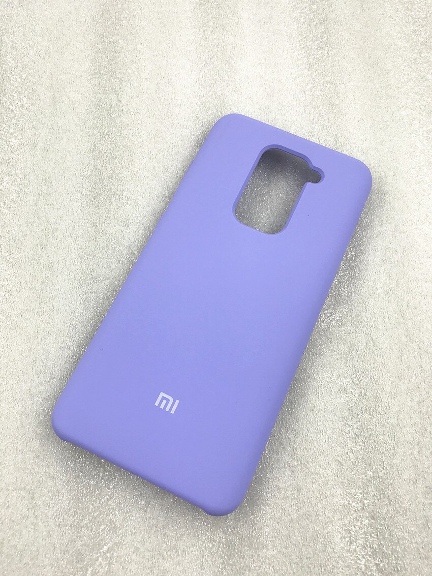 Originele xiaomi redmi note 9 zijdezachte, zachte, vloeibare siliconen beschermhoes voor de redmi 10x met 4g witte logo's: Voor redmi note 9 / Paars