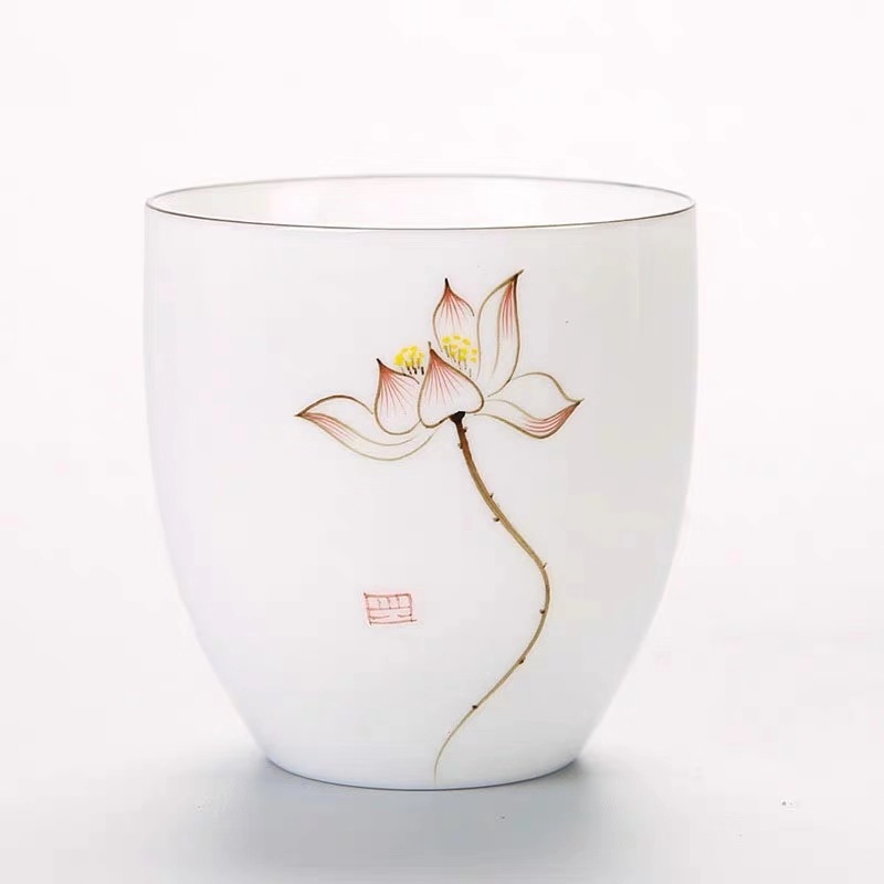 Keramische Traditionele Chinese Thee Kopjes Wit Porselein Thee Set Accessoires Kantoor Theekopjes Draagbare Retro Water Mok Drinkware: C
