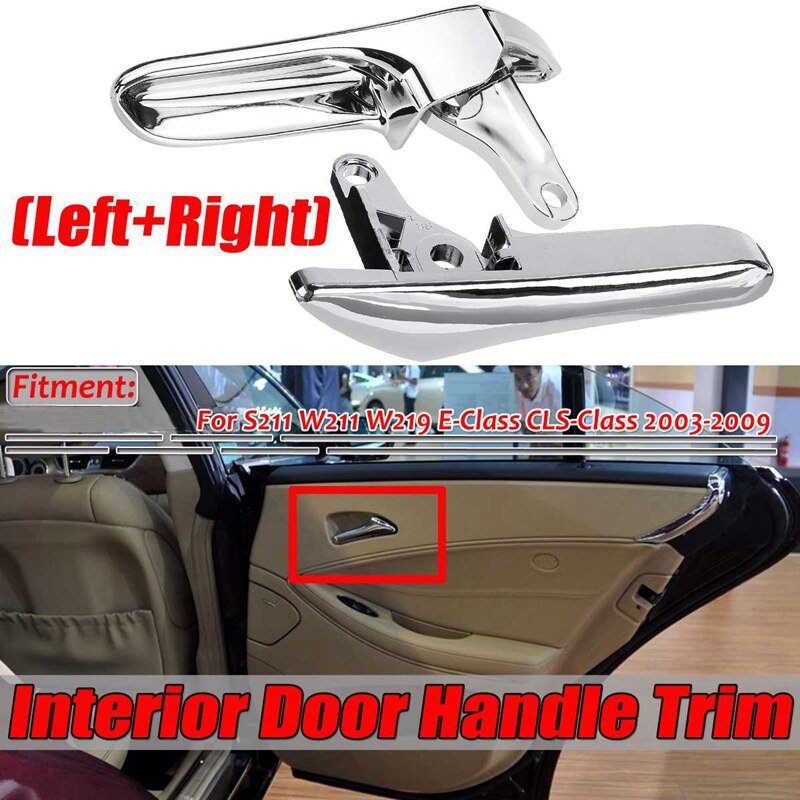 Chrome Inside Inner Deurklink Cover Trim Deur-Pull Handvat Voor Mercedes Benz E Cls Klasse S211 W211 W219 2003 Paar: Default Title