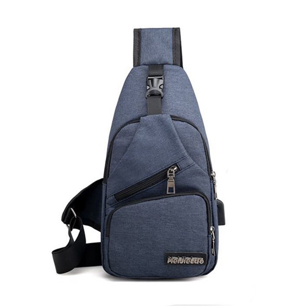 Outdoor Sports Men Chest Bag Large Capacity Waterproof Lightweight Multi Functional Man One Shoulder Bag with USB Interface