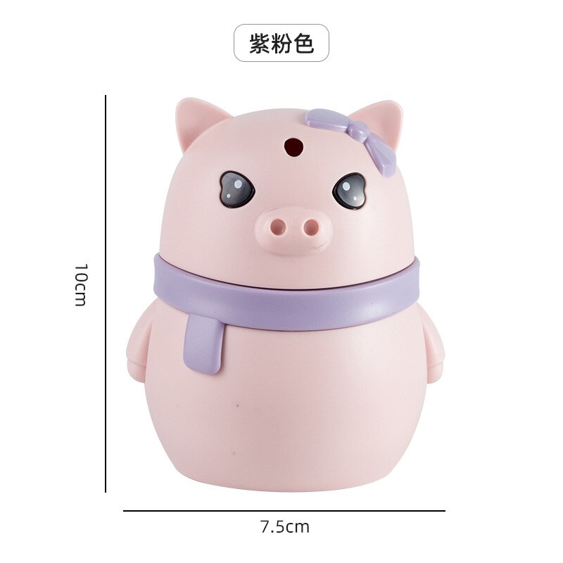 Distributeur automatique de cure-dents, hibou de dessin animé, conteneur de cure-dents de bureau: Pig-Purple