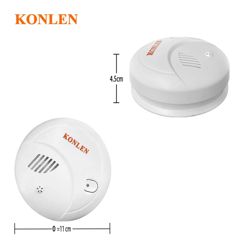 KONLEN-Detector de temperatura de humo inalámbrico, Detector combinado de humo y calor, Alarma de seguridad contra incendios, Sensor de sonido, Flash LED, para seguridad del hogar