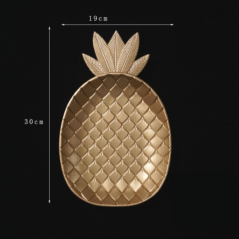Bandeja decorativa nórdica con forma de hoja de piña dorada, bandeja para servir joyería, palé, plato para aperitivos, Decoración de mesa, organizador de almacenamiento