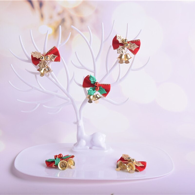 4*5Cm 10Pcs Kerst Boog Met Klokken Xmas Mini Strik Craft Ornament Kerstboom Opknoping Decor