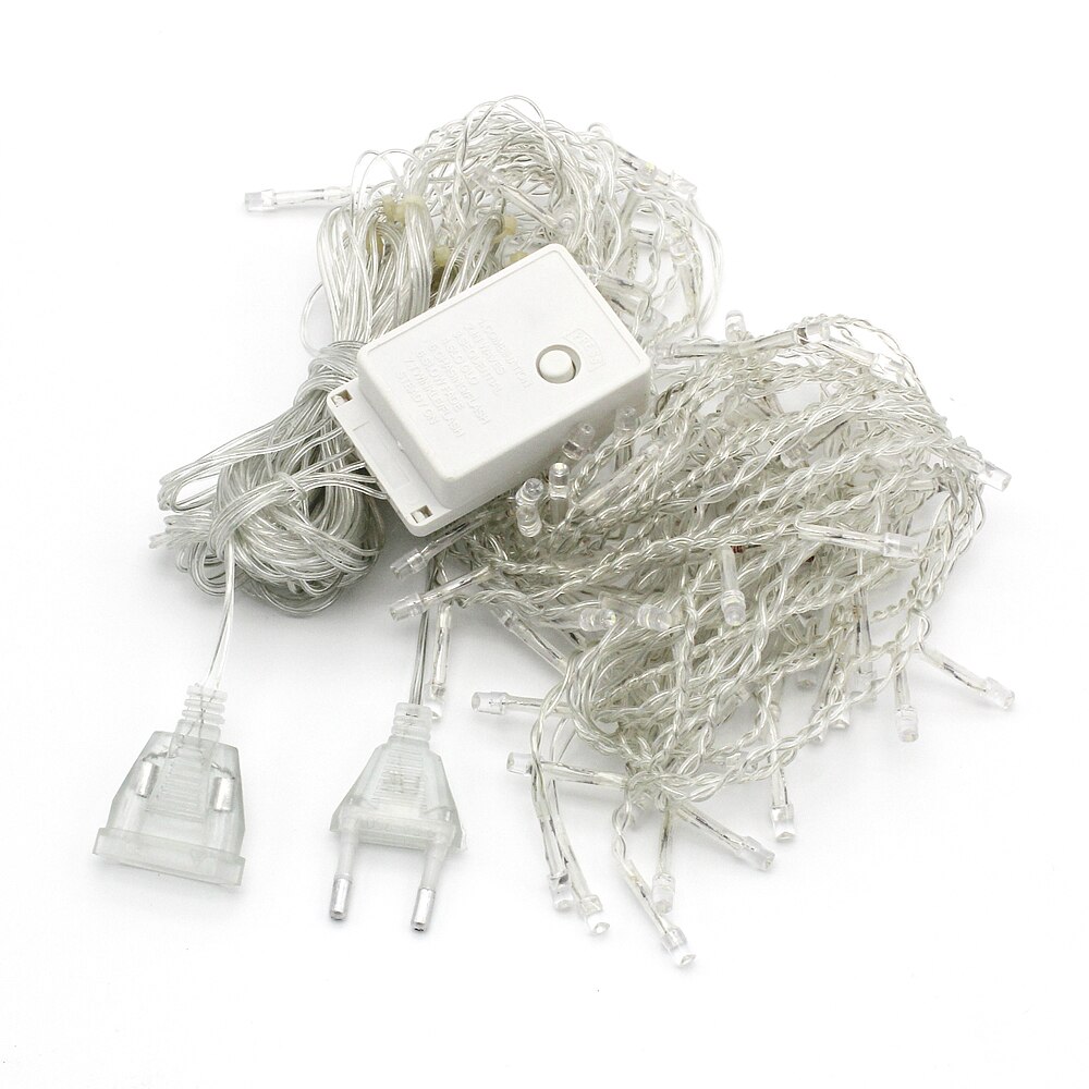 Rideau lumineux à 96LED, 0.4-0.6m, 4m, pour extérieur, mariage, noël, guirlande féerique scintillante, prise EU/US