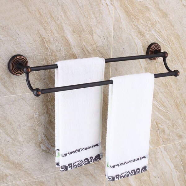 Oil Rubbed Bronze Bathroom Accessories Set Towel Shelf Towel Holder Toilet Paper Holder Wall Mounted Bath Hardware Sets: Double Towel Bar