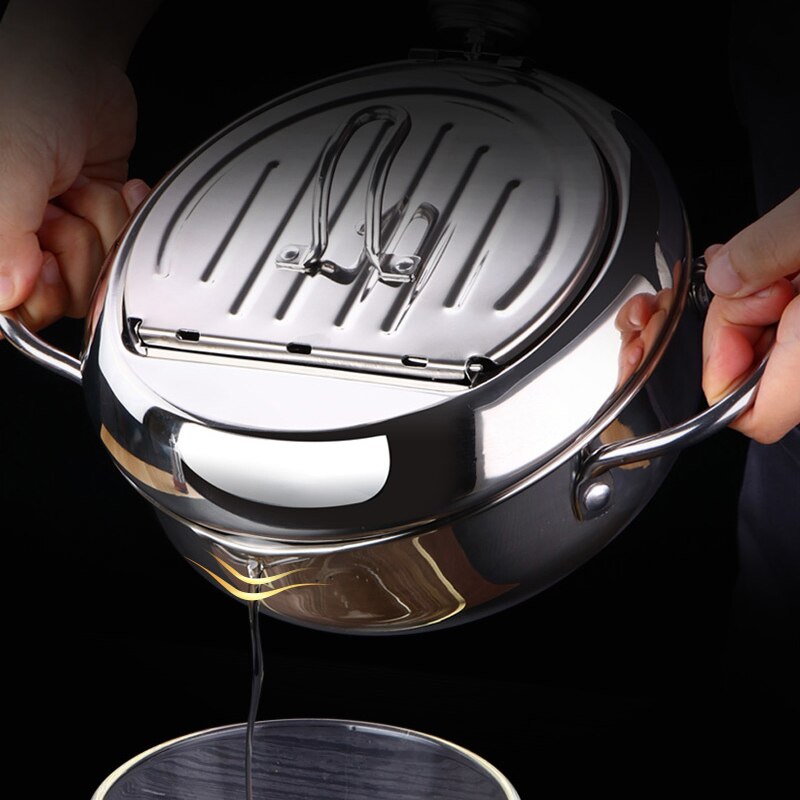 Wilona Huishoudelijke Temperatuur Gecontroleerde Japanse Tempura Kleine Rvs Friteuse Pot Friteuse Inductie Fornuis Cover Pot