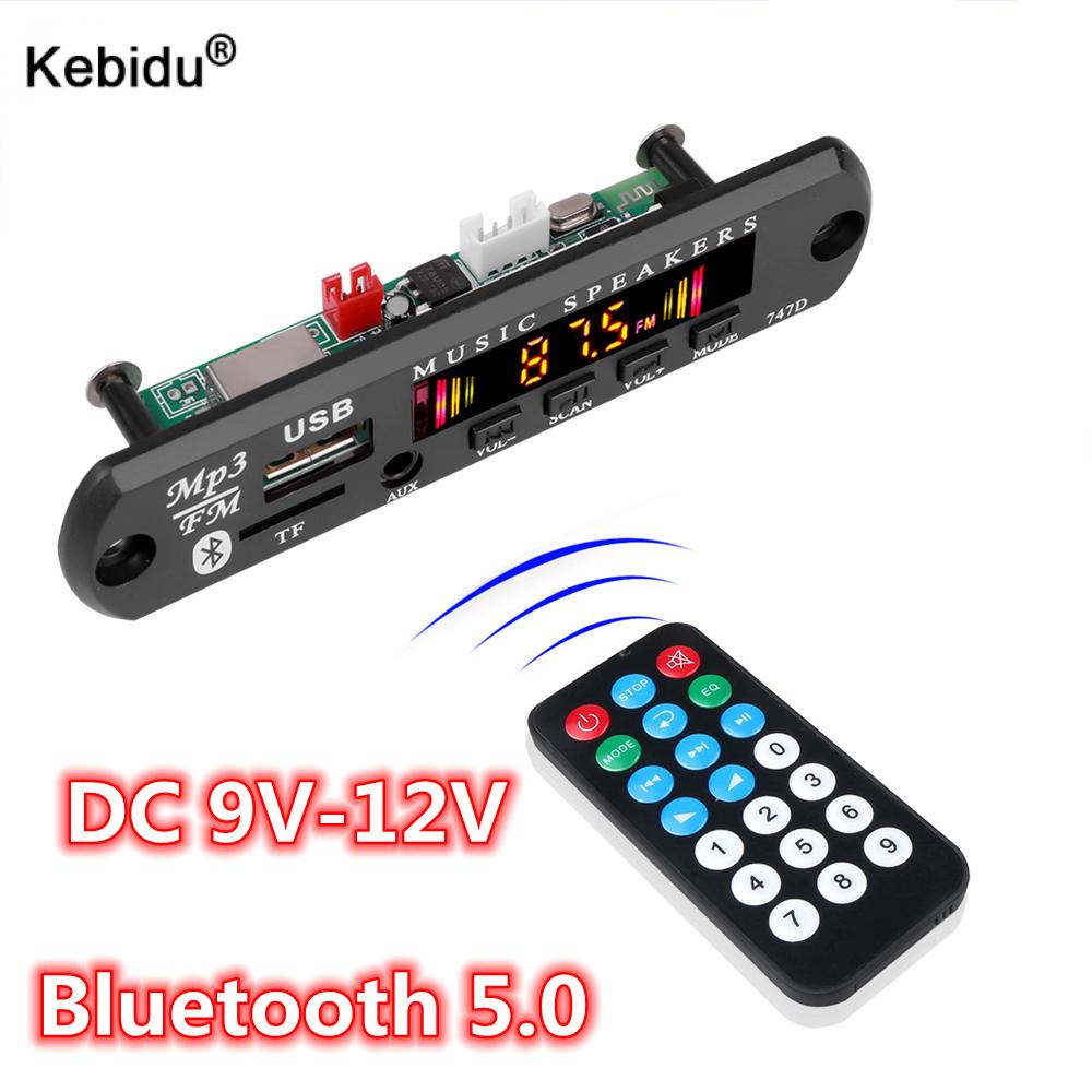 Kebidu 9v 12v auto  mp3 wma decoder board audio  mp3 player usb tf fm radio module wireless bluetooth 5,0 for car