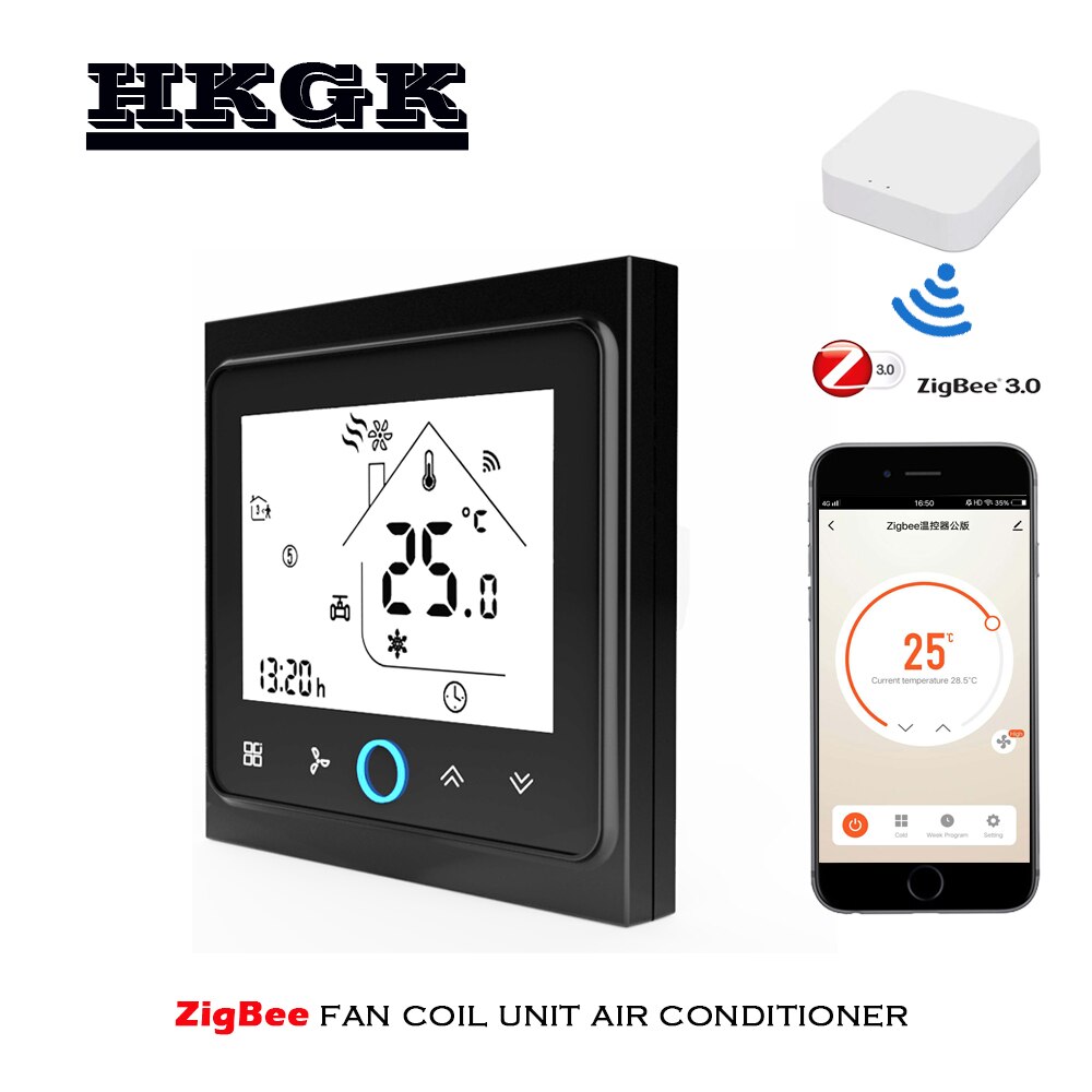 ZigBee Smart Thermostat Programmable 2P 4P fan coil Temperature Controller Compatible with Tuya APP Remote Alexa Google Control