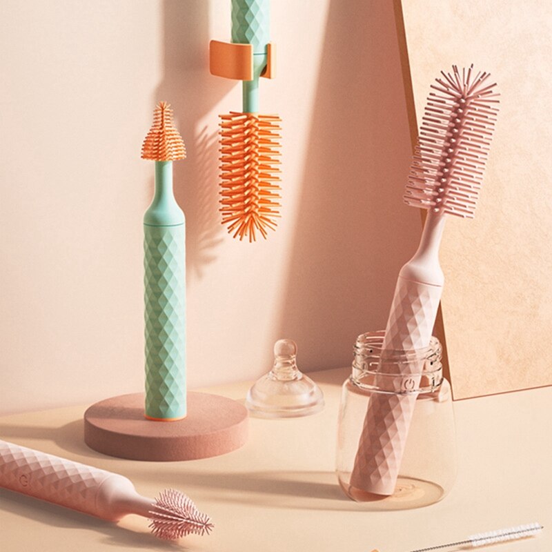 Elektrische Baby Flasche Pinsel, Flasche Reinigung einstellen Silikon Baby Nippel Stroh Reiniger Wasserdichte Elektrische Tasse Pinsel