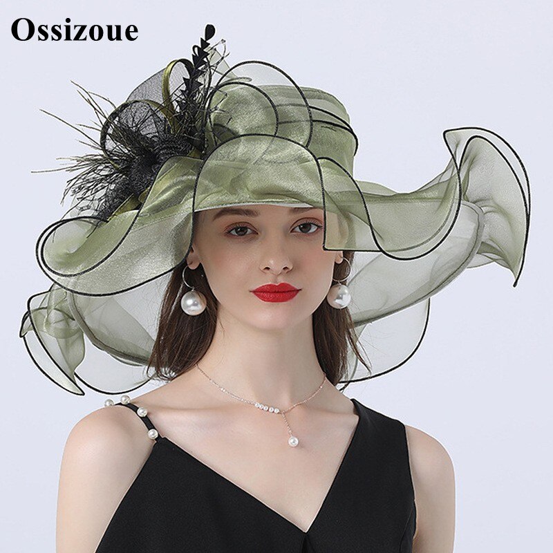 Sage Green Wedding Bridal Sun Hat Flower Bride Hat... – Grandado