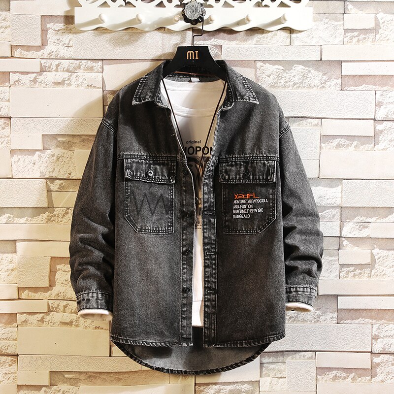 Denim veste hommes imprimer moto basique manteau hommes japonais Streetwear Hip Hop veste Cowboy mâle Jean Bomber vestes