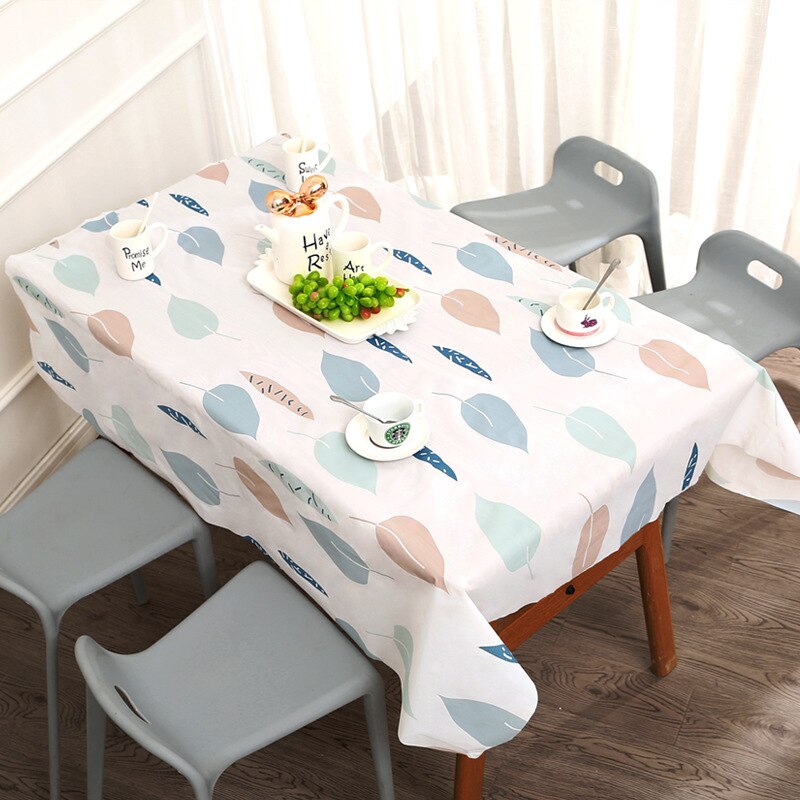 Tablecloth Oil-proof PVC Tablecloth for Dinning Room Party Family Dinner: Green Leaves / 152cmx137cm