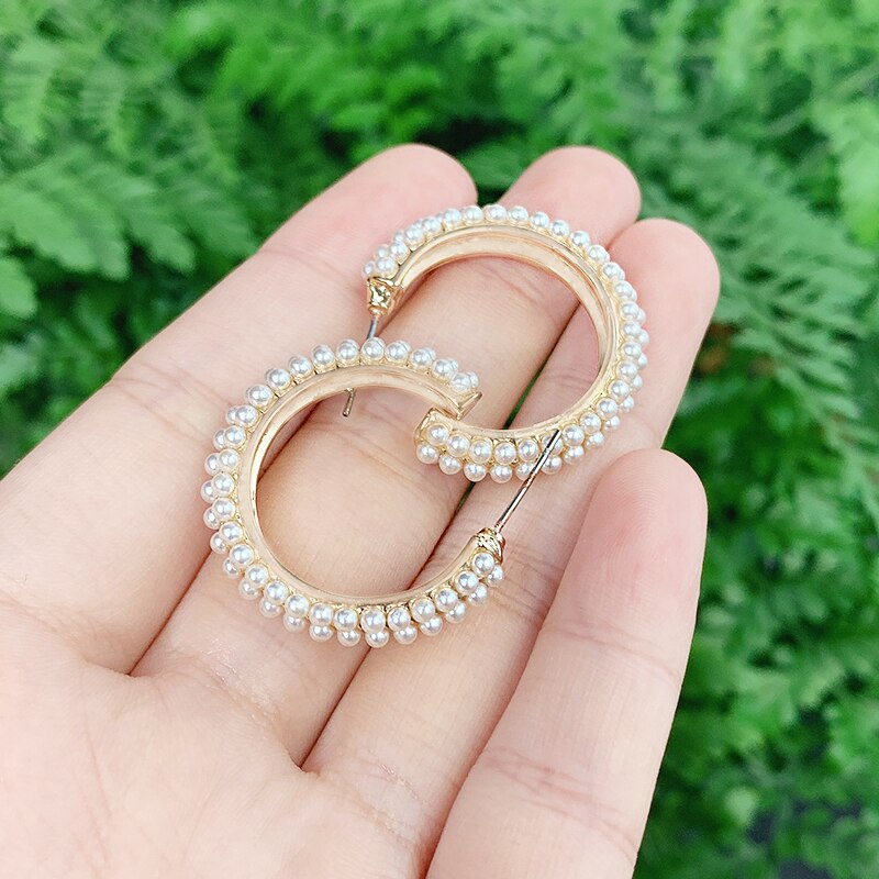 Komi turkis akryl perler perler huggies små ring øreringe til kvinder c-formet cirkel øreringe smykker bijoux brinco  k5554: K5554