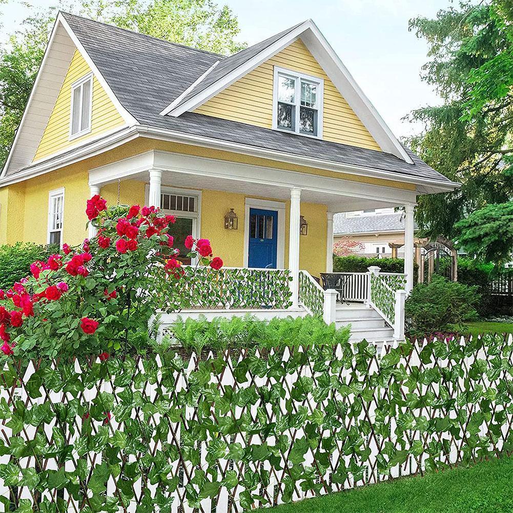 Retractable Artificial Garden Trellis Fence Expanding Frame Privacy Ivy Fence Faux Gardening Plant Decor Climbing Wood Vine V9l9