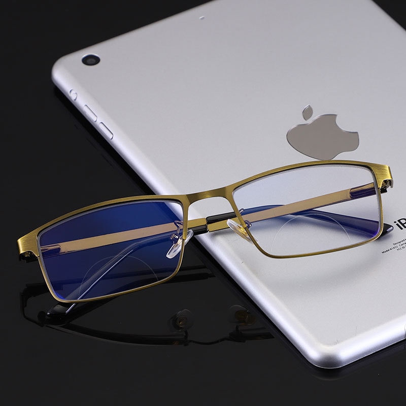 Business High-end Bifocal Photochromic Reading Glasses Men Women UV400 Transition Spring Hinge Diopter Presbyopia