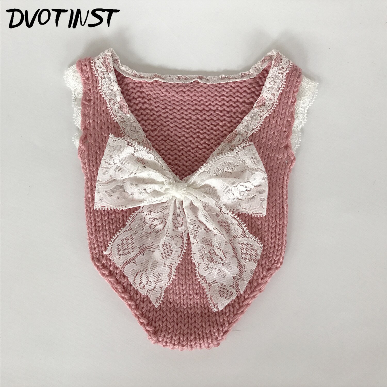 Baby Photography Props Crochet Knitted Newborn Lace Bodysuit Clothes Romper Fotografia Accessories Infantil Studio Shoot Photo: Dark Pink