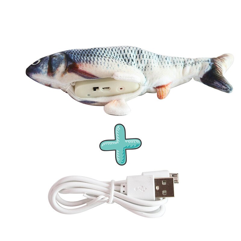 Pez electrónico juguete para gatos carga USB eléctrico pez de imitación juguetes para perro gato masticando jugando morder, suministros para mascotas: A