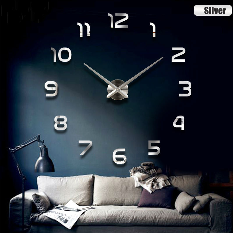 Relógio de parede grande de quartzo, decoração para casa, tamanho grande, diy, relógio de parede, sala de estar, acrílico, espelhado, tamanho grande, diy, breve relógio moderno,