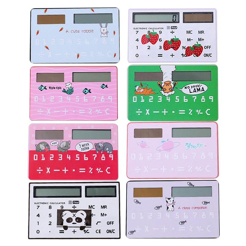 Słodki materiały piśmienne karta przenośny kalkulator mini Handheld ultra-chudy karta kalkulator słoneczny moc mały szczupły kieszeń kalkulator