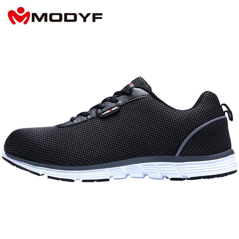MODYF de trabajo de los hombres zapatos de seguridad zapatos puntera de acero ligero transpirable construcción calzado de protección Anti-smashing zapatos: Black / 48