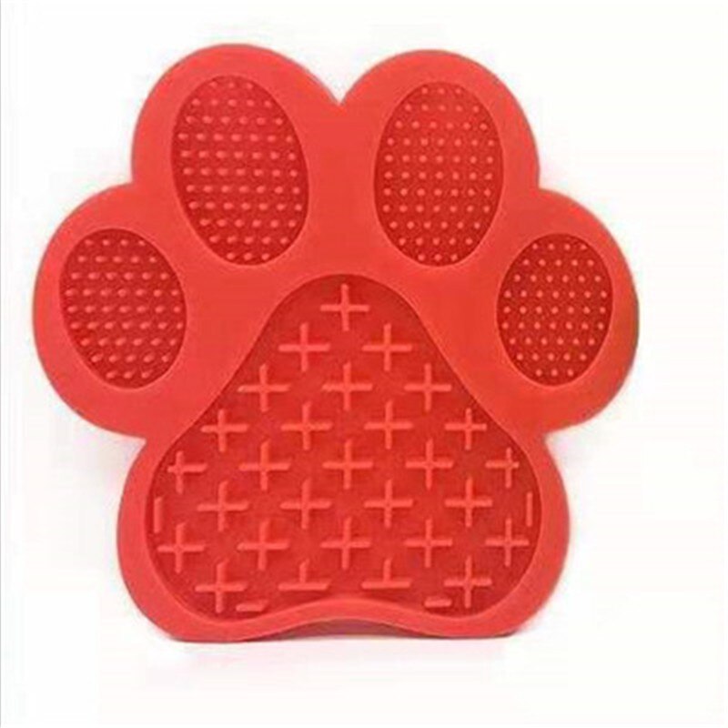 Silicone Dog Licking Sucker Pad mat Cat Lick Placemat Bath Buddy Slow Food Sucker Pad Pet Supplies Automatic Feeder: Red