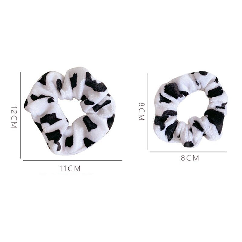 Winter Koe Kleur Haar Touw Vrouwen Fluwelen Chouchou Rubber Band Zachte Warme Elastische Haarbanden Kerstcadeaus Haaraccessoires